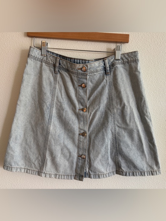 Divided Dresses & Skirts - Button-Front Light Wash Denim Mini Skirt Size 12